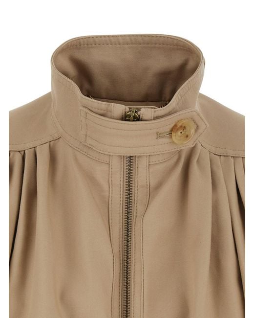 Chloé Natural Chloã Cropped Jacket With Gathered Shoulders