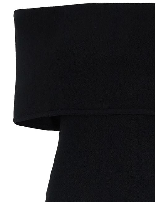 Bottega Veneta Black Off Shoulder Midi Dress