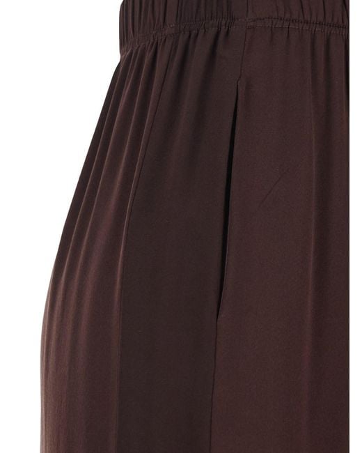Jucca Brown Silk Pants With Elastic Waist And Side Welt Pockets