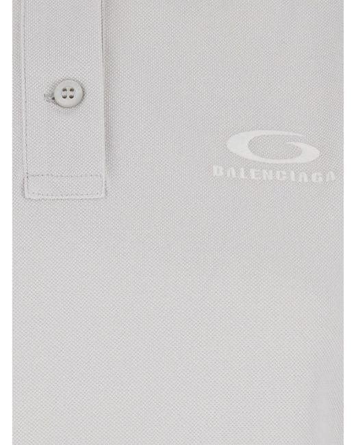 Balenciaga White Polo Shirt With Tone-On-Tone Logo On The Front