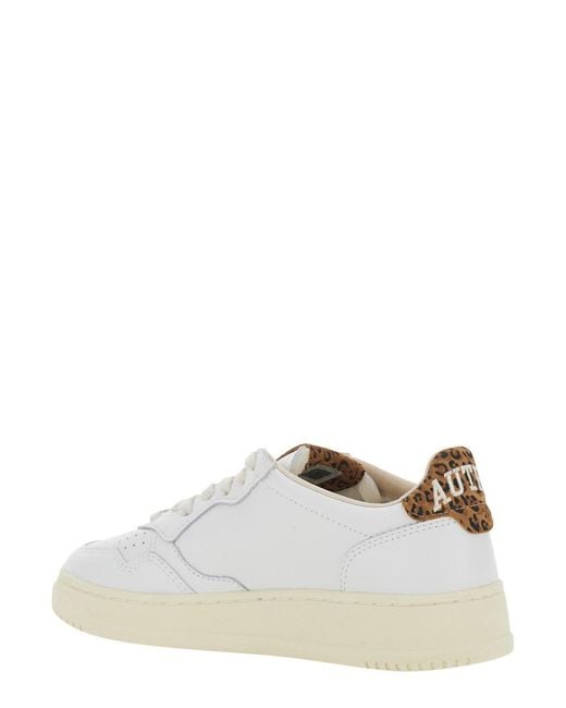 Autry White 'Medalist' Low Top Sneaker With Logo Patch On Tongue And L