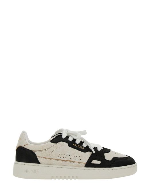 Axel Arigato 'dice Low' Black And White Low Top Sneakers With Embossed Logo And Vintage Effect In Leather Woman