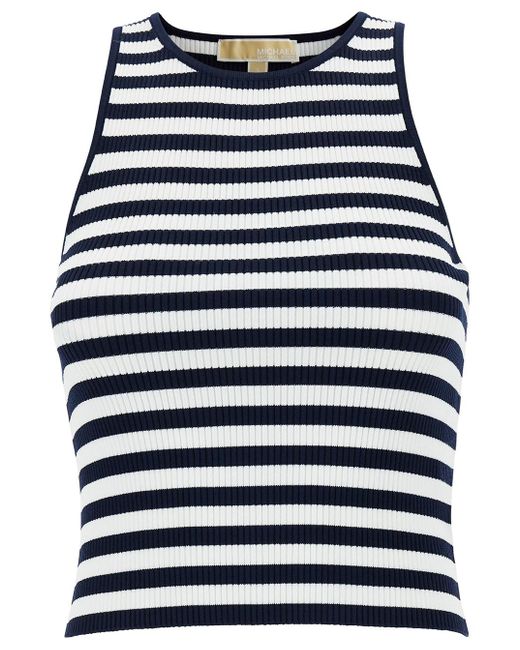 Michael Kors Blue And Tank Top With Stripe Motif