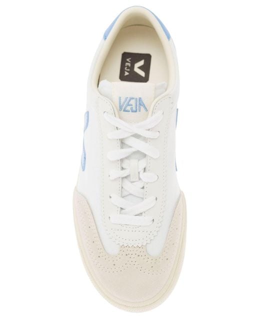 Veja White 'Volley' And Light Low Top Sneakers With V Patch
