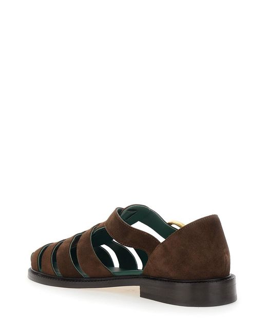 VINNY'S Brown 'Cage Design' Sandals With Suede Closure For for men