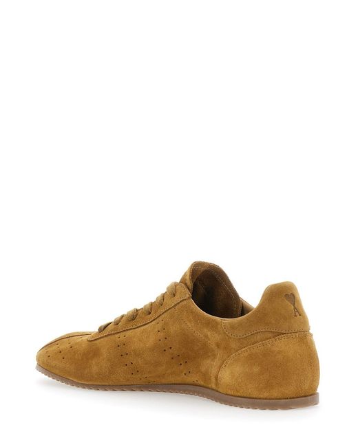 AMI Brown Sneakers With Perforated Design And Embossed Logo On The Back for men
