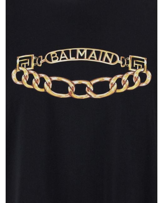Balmain Black T-Shirt With Print for men