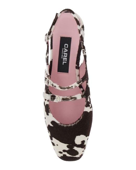 CAREL PARIS White 'Peche' Slingback Ballet Shoes With Buckle Strap Clos