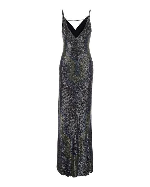 Missoni White Long Sleeveless Dress With V-Neck And All-Over Sequ
