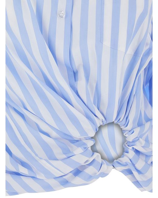 Sportmax Blue Spxpalmizi Button-Down Collar Long Sleeve Cotton Shirt For