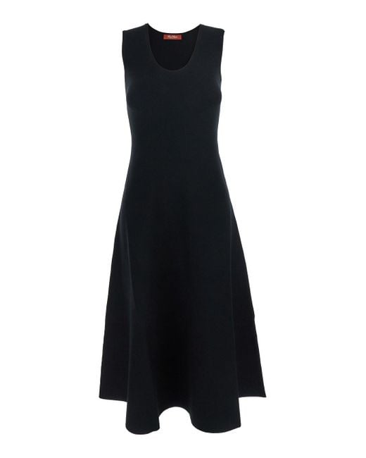 Max Mara Blue 'Furetto' Dress With U-Neck And Flared Hem