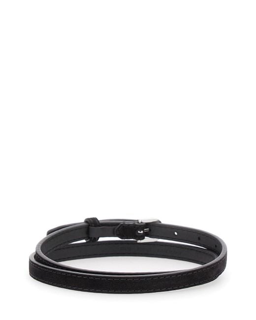 Totême Black Belt With Embossed Logo Detail And Adjustable Buckle