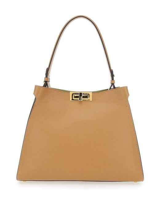 Fendi Natural Way Tote Bag With Removable Handle And Turn Lock
