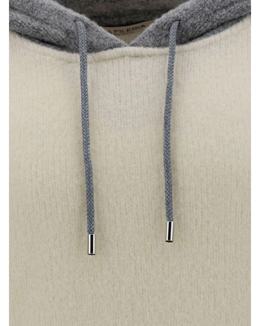 La Fileria Gray And Hooded Bi-Color Sweater for men