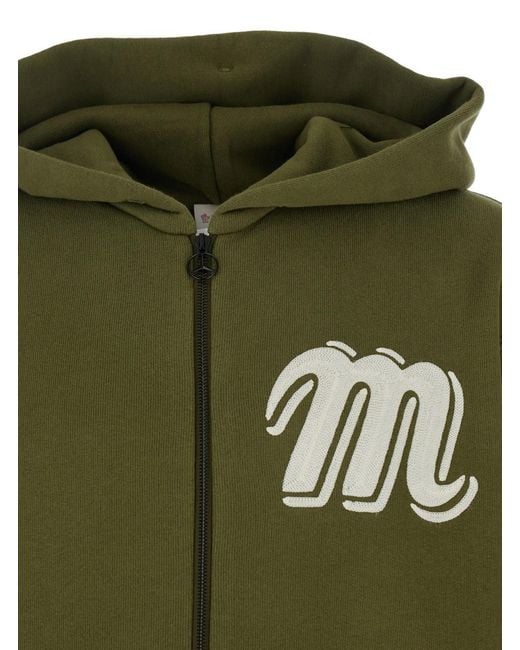 Moncler Genius Green Sweatshirt With Monogram Embroidery On The Front And Logo Patch On The Sleeve for men
