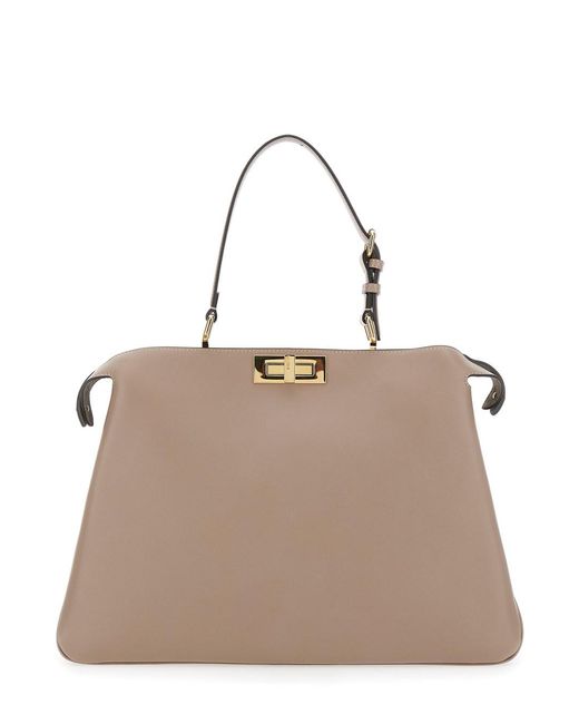 Borsa A Mano 'Pekaboo Soft Grande' Con Chiusura A Girello di Fendi in Natural