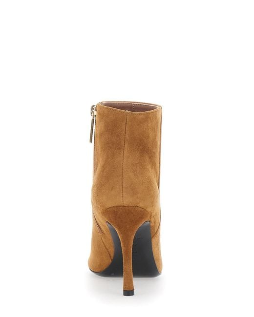 Pollini Brown Suede Ankle Boots With Rubber Sole For