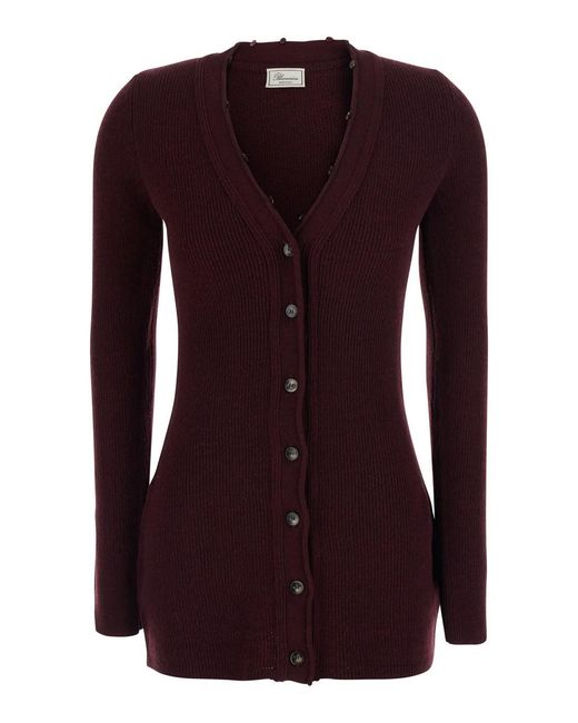 Blumarine Purple Knitwear With Round Neck And Long Sleeves
