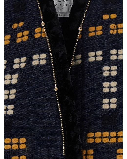 Forte_forte Blue Jackets 'Samarcanda' Jacquard Blouson With Front Closure A