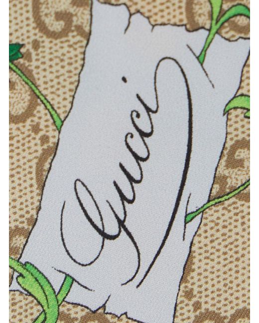 Gucci Metallic Scarf With Floral Print