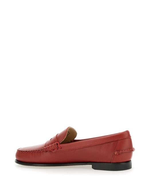 Sebago Red 'Danielle Pop' Loafers With Bevelled Toe And Low Stacked He