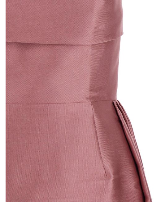 Solace London Purple 'Tiffany' Long Dress With Draped Details And Flared Skirt