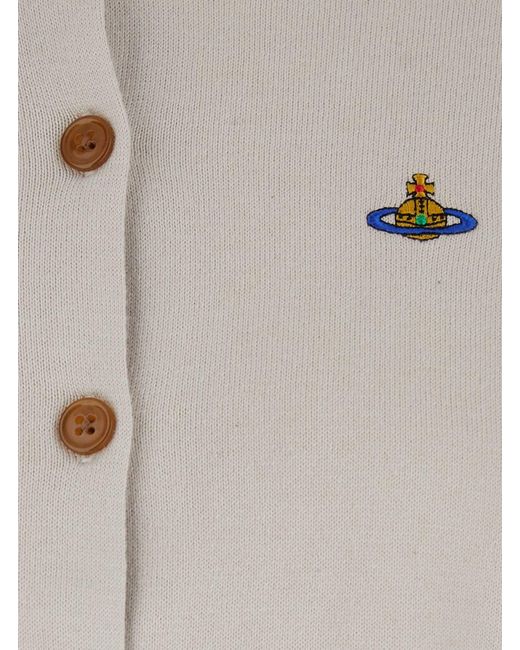 Vivienne Westwood White 'Bea' Cardigan With Orb Embroidery