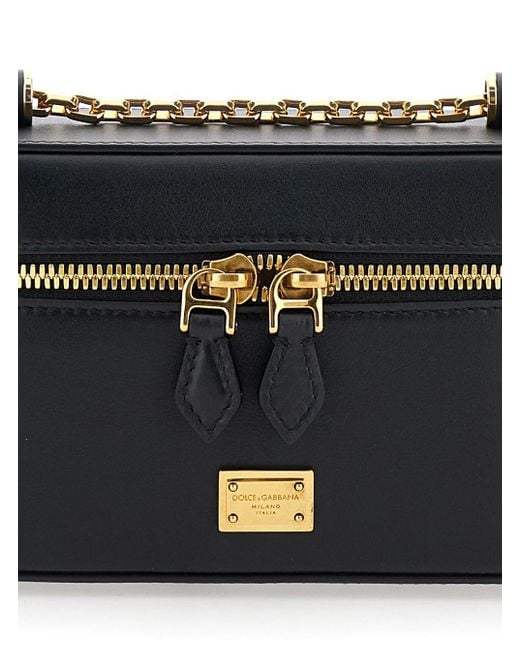 Borsa A Tracolla 'Sicily Cube' Con Placca Logo Sul Fro di Dolce & Gabbana in Black
