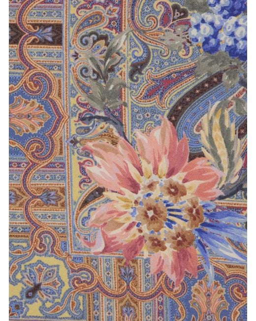 Etro Blue Scarf With All-Over Paisley Print