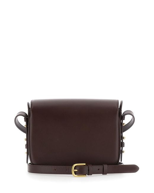 Soeur Brown 'Bellissima Mini' Crossbody Bag With Logo Plate On The Fro