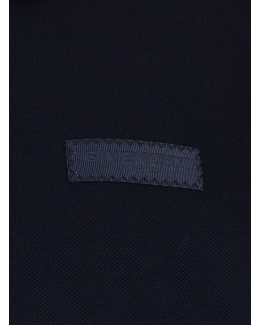 Givenchy Blue Polo Shirt With Classic Collar And Logo Patch On The Front for men