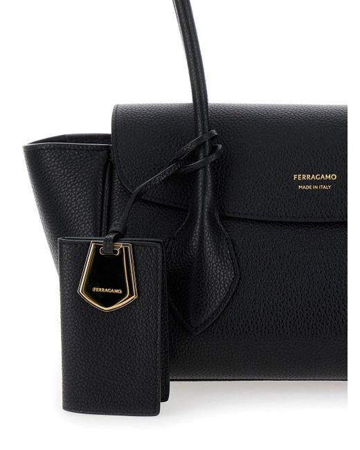 Ferragamo Black 'East-West S' Handbag With Logo Detail