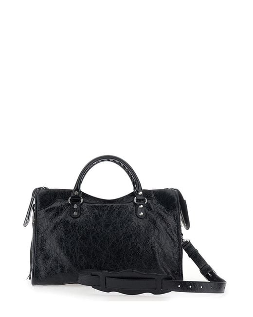 Balenciaga Black 'Le City Bag' Medium Handbag With Adjustable And Remo