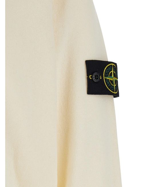 Stone Island White Sweater With Round Neck And Long Sleeves for men