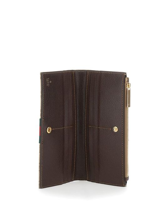 Gucci Natural Wallet With Web Stripe And Top Zip