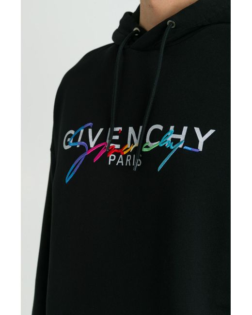 Givenchy Rainbow Logo Cotton Hoodie in Black for Men - Save 66% - Lyst