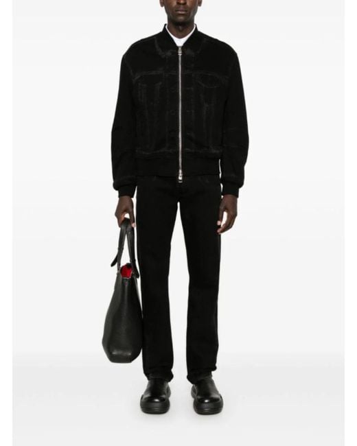 McQueen Black Jeans With Logo Patch On The Rear And Worn Out Effect for men