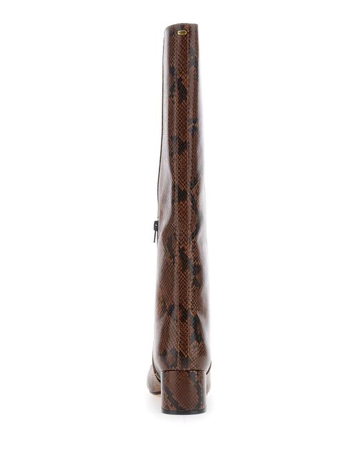 Twinset Brown Knee Boots With Python Effect