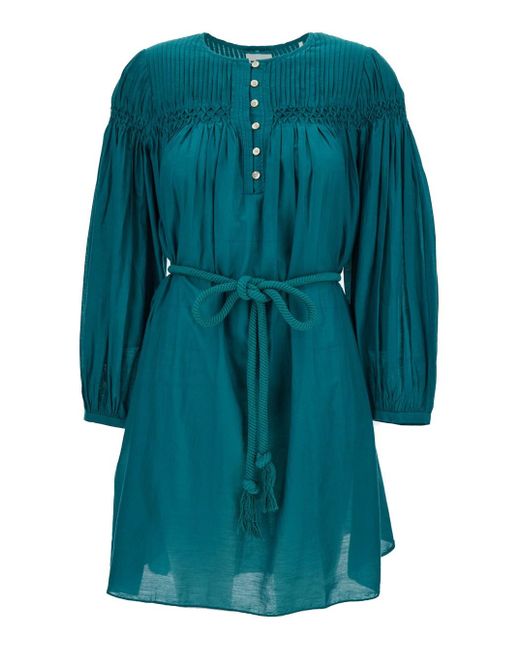 Isabel Marant Blue 'Adeliani' Belted Mini Dress