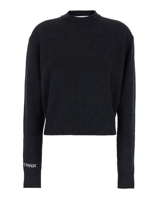 Sportmax Blue Knitted Crew Neck Sweater