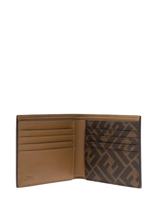 Fendi Brown Bi-Fold Wallet With Ff Detail for men