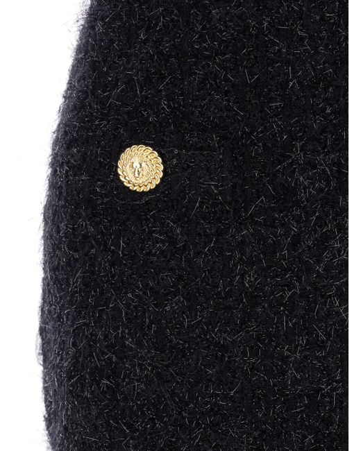 Balmain Black Pencil Mini Skirt With Jewel Buttons