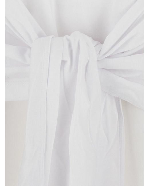 Totême  White Top With Round Neckline And Waist Knot