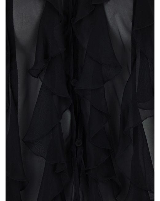 Momoní Black 'Canela' Blouse With V-Neck And Ruches Design