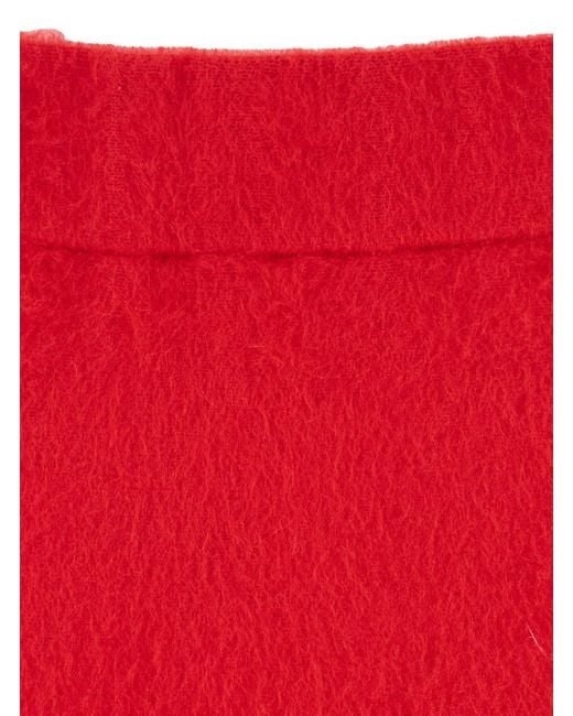 Fabiana Filippi Red Skirt With Hidden Closure And Brushed Effect