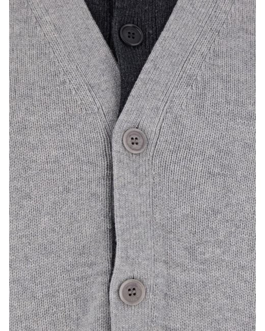 J.W. Anderson Gray Jw Anderson Cardigan With V-Neck And Layered Design for men