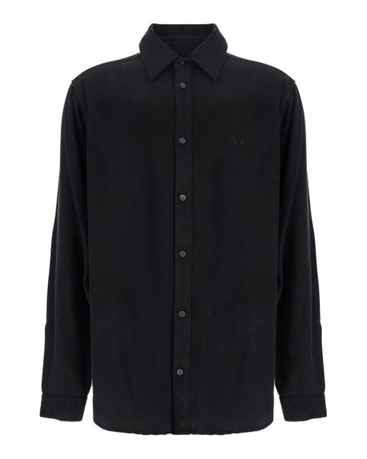 DIESEL Black Shirt With D Logo On The Front for men