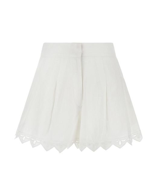Scarlett Poppies White Shorts With Trimmed Edges