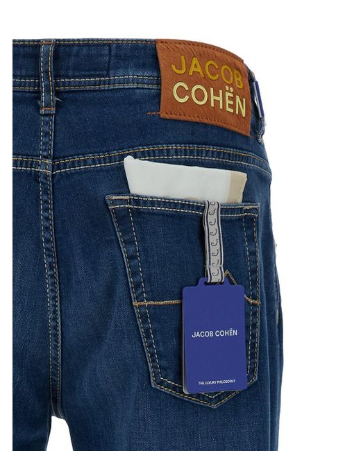 Jacob Cohen 'scott' Blue Cropped Jeans With Logo Patch In Cotton Denim Man for men