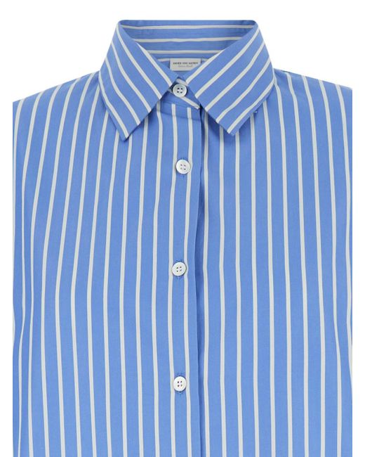 Dries Van Noten Blue And Light Striped Shirt